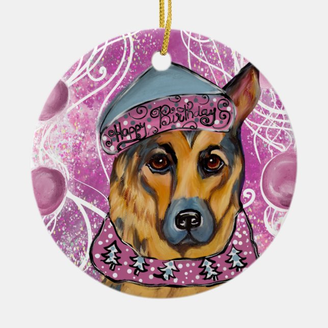 Ornamento De Cerâmica German shepherd (Frente)