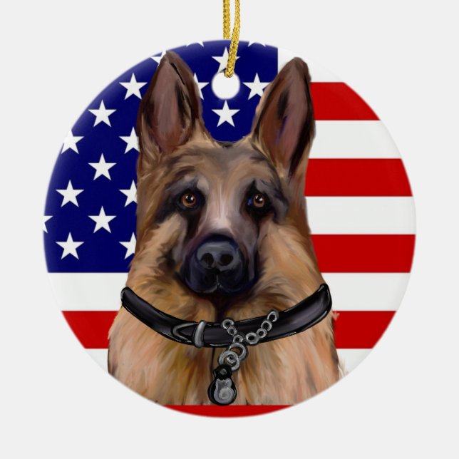 Ornamento De Cerâmica German shepherd (Frente)