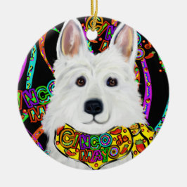 Ornamento De Cerâmica German shepherd branco
