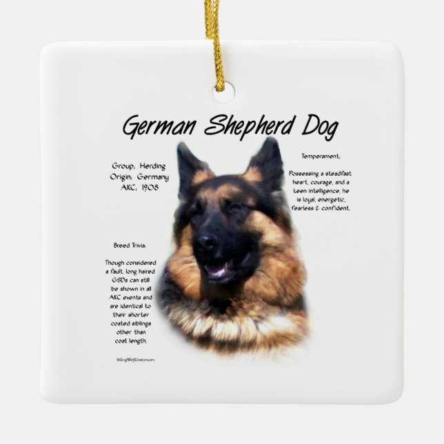 Ornamento De Cerâmica German shepherd (cabelos longos) História Design (Frente)