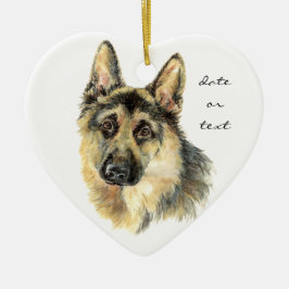 Ornamento De Cerâmica German shepherd Datado Personalizado, Pet Cachorro