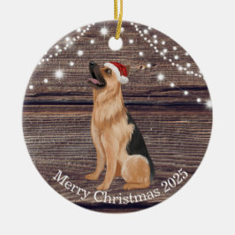 Ornamento De Cerâmica German shepherd de Papai Noel