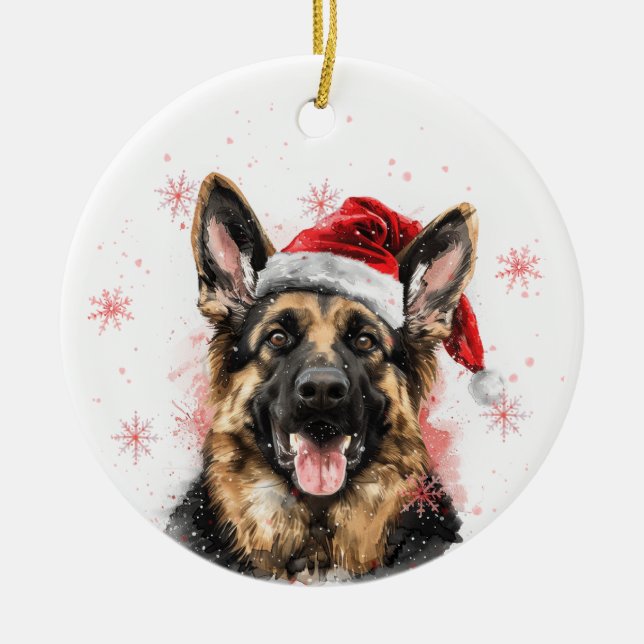 Ornamento De Cerâmica German Shepherd Dog Christmas Personalized (Frente)