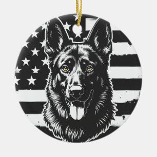 Ornamento De Cerâmica German shepherd Dog USA American Flag 4 De Julho