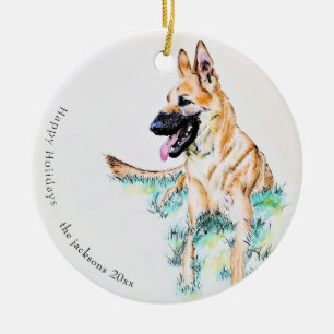 Ornamento De Cerâmica German shepherd Malinois Dog One Photo
