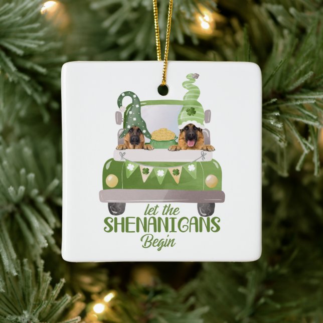 Ornamento De Cerâmica German shepherd Para Começar Os Shenanigans (Árvore)