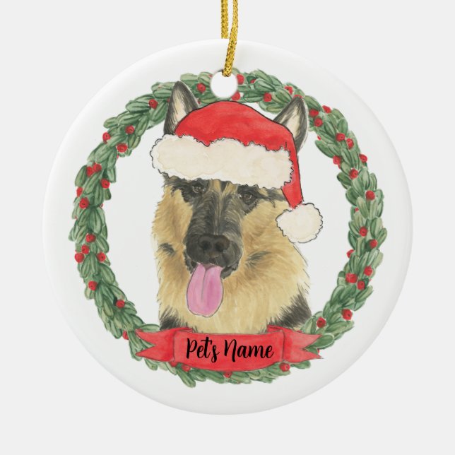 Ornamento De Cerâmica German shepherd Personalizado (Frente)