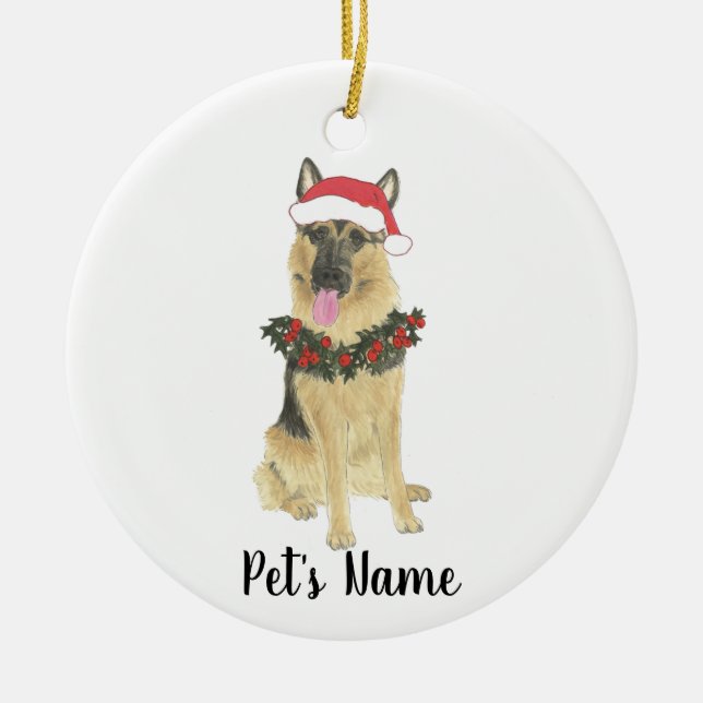 Ornamento De Cerâmica German shepherd Personalizado (Frente)