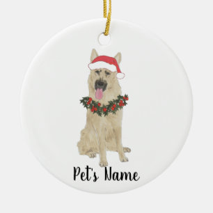 Ornamento De Cerâmica German shepherd Personalizado (Preto e Latente)