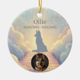 Ornamento De Cerâmica German Shepherd Rainbow Bridge Ornament