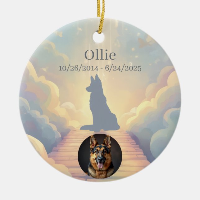 Ornamento De Cerâmica German Shepherd Rainbow Bridge Ornament (Frente)