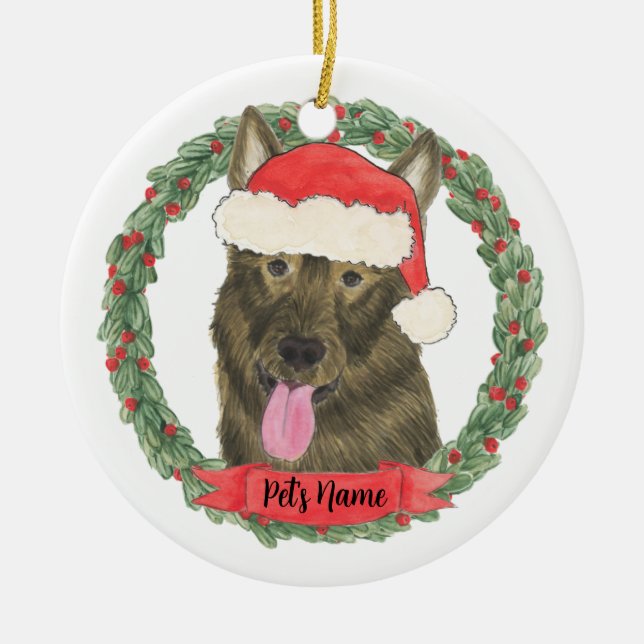 Ornamento De Cerâmica German shepherd Sable Personalizado (Frente)