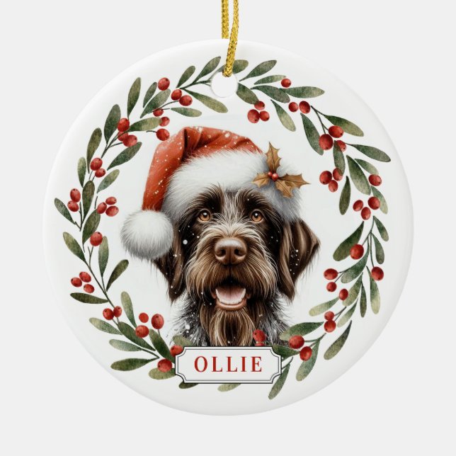 Ornamento De Cerâmica German Wirehaired Pointer Ceramic Circle Ornament (Frente)
