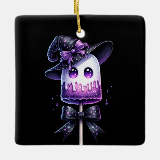 Ornamento De Cerâmica Ghost Lollipop (Frente)