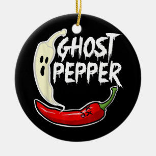 Ornamento De Cerâmica Ghost Pepper Funny Spicy Hot Halloween Peppe