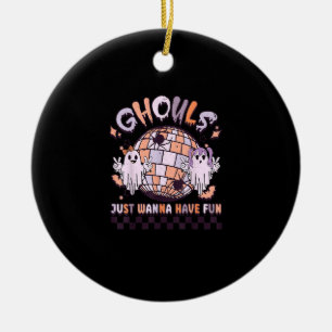 Ornamento De Cerâmica Ghouls Só Quer Divertir-Se Com O Fato De Halloween