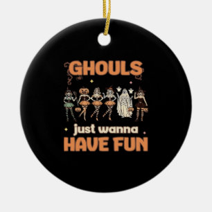 Ornamento De Cerâmica Ghouls Só Quer Divertir-Se No Outono De Halloween