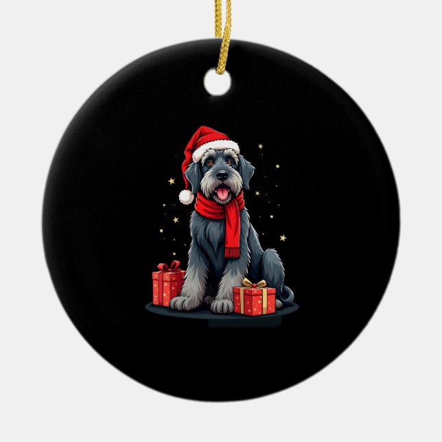 Ornamento De Cerâmica Giant Schnauzer Dog Christmas Parties Holiday Sant (Frente)