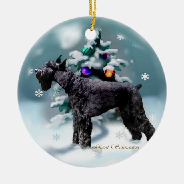 Ornamento De Cerâmica Giant Schnauzer Natal (Frente)