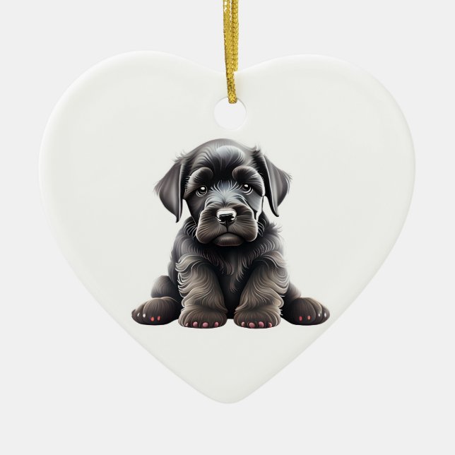 Ornamento De Cerâmica Giant Schnauzer Puppy Personalizado (Frente)