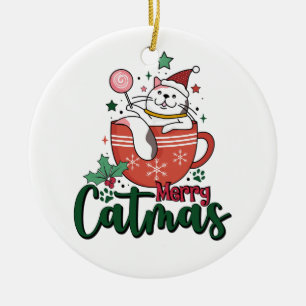 Ornamento De Cerâmica Gift Feliz Gift Catmas