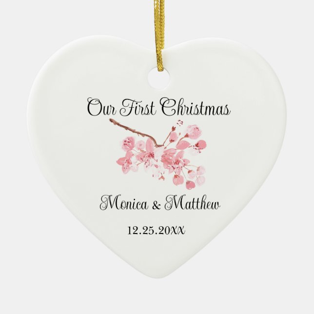 Ornamento De Cerâmica Gift Sakura para Casamento com Cerejeira Rosa (Frente)