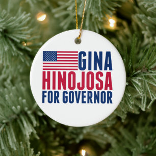 Ornamento De Cerâmica Gina Hinojosa para Governadora Eleição 2026 Natal