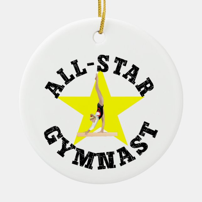 Ornamento De Cerâmica ginasta All-Star (Frente)