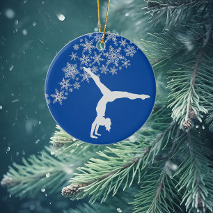 Ornamento De Cerâmica Ginasta Silver Snowflake Personalizado