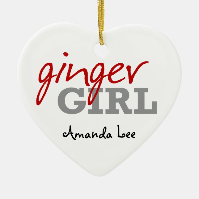 Ornamento De Cerâmica Ginger Girl Redhead Freckles (Frente)
