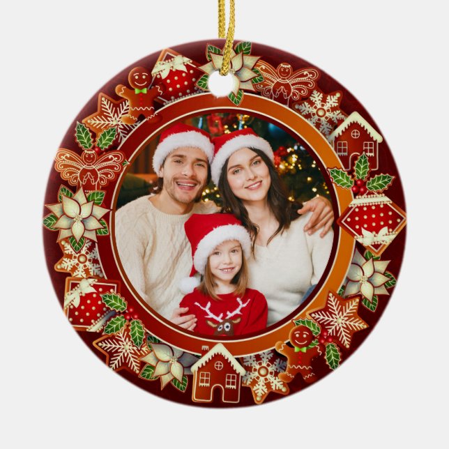 Ornamento De Cerâmica & Gingerbread Christmas I Custom Holiday Keepsake (Frente)