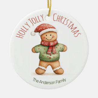 Ornamento De Cerâmica Gingerbread Christmas Ornament | Custom Name