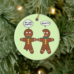Ornamento De Cerâmica Gingerbread Cookie Natal Humor Verde