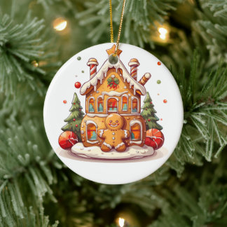 Ornamento De Cerâmica Gingerbread house