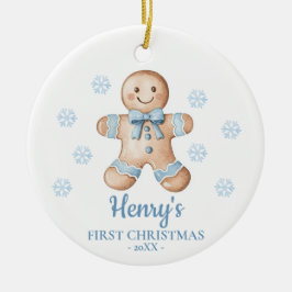 Ornamento De Cerâmica Gingerbread Personalized Baby's First Christmas