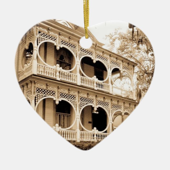Ornamento De Cerâmica Gingercake House - Savannah, GA (Frente)