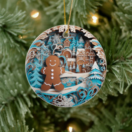Ornamento De Cerâmica Gingerpão de estilo 3D, Natal da Casa