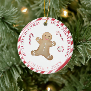 Ornamento De Cerâmica Gingerpão Meu Primeiro Presente de Adoção para 