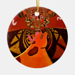 Ornamento De Cerâmica Girafa Africana Impressão de Arte Tradicional Ca