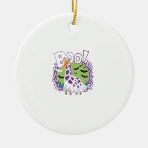 Ornamento De Cerâmica Girafa Bonita Boo Ghost Halloween Zoo Lover