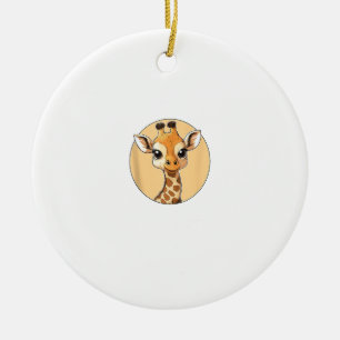 Ornamento De Cerâmica Girafa Bonita Face Olhos Cortos Estilo Safari