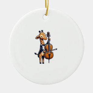 Ornamento De Cerâmica Girafa Bonita Tocando Cello Girafas Músicas