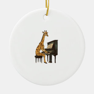 Ornamento De Cerâmica Girafa Bonita Tocando Piano Girafas Músicas