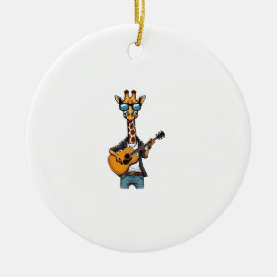 Ornamento De Cerâmica Girafa Bonita Tocando Violão Girafas Músico Musi