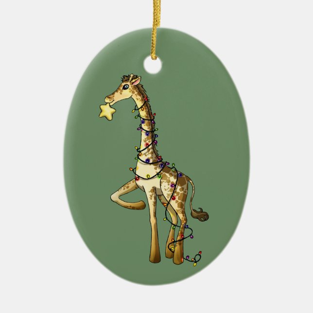 Ornamento De Cerâmica Girafa brilhante (Frente)