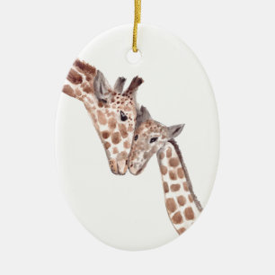 Ornamento De Cerâmica Girafa da mãe com bebê