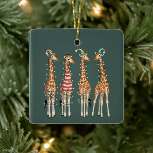 Ornamento De Cerâmica Girafa de Natal Fofa Amante de Animais Divertidos