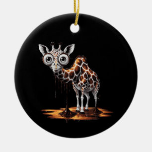 Ornamento De Cerâmica Girafa Derretendo Design de Arte Surreal Engraçado