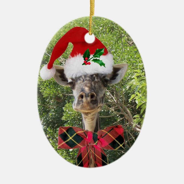 Ornamento De Cerâmica Girafa do Natal (Frente)
