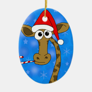 Ornamento De Cerâmica Girafa do Xmas - azul